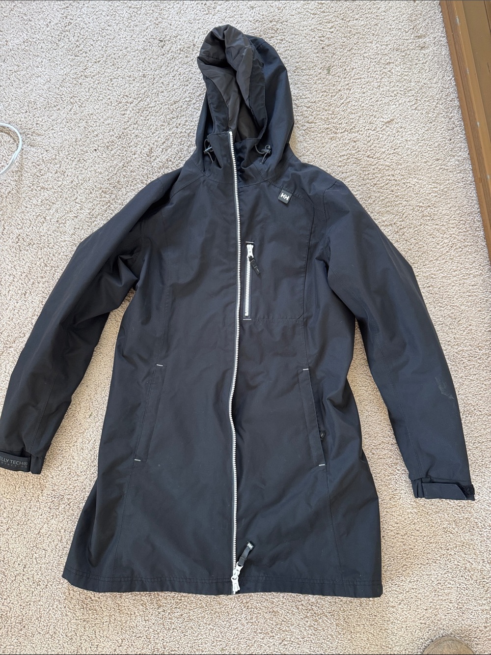 Helly Hansen Black Longline Waterproof Hooded Coat